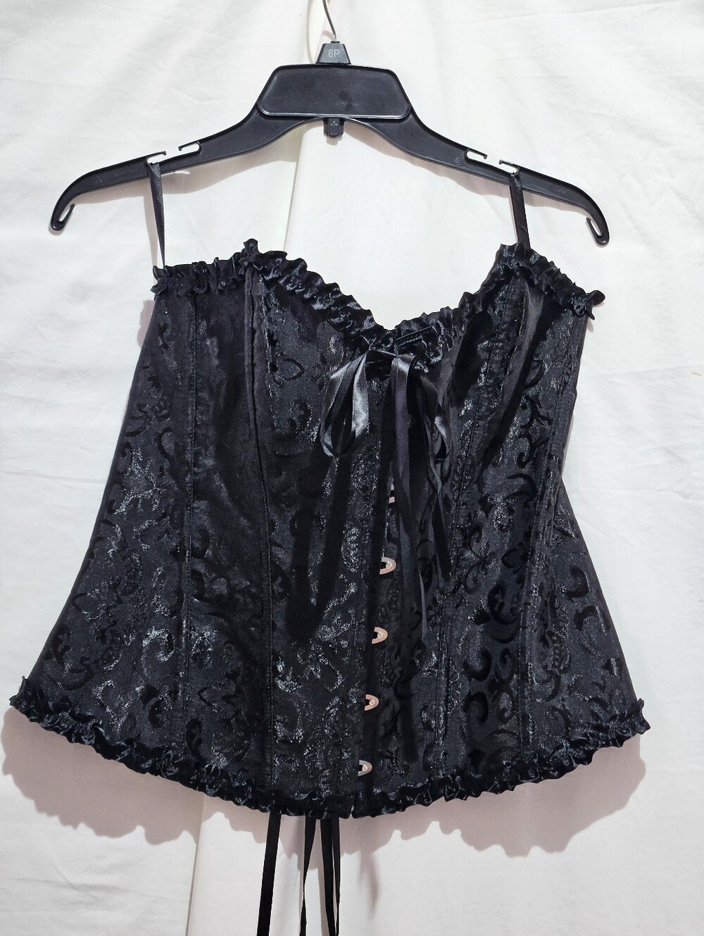 Black Velvet Floral Lace Corset Top